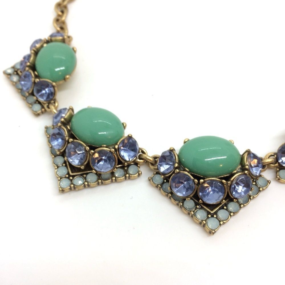 STELLA DOT NECKLACE Turquoise Purple Rhinestone Cabochon Tribal Glam - Picture 9 of 15